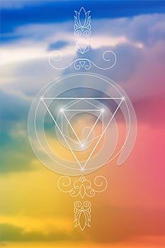 Sacred geometry symbol on colorful background.