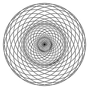 Sacred Geometry Torus Yantra or Hypnotic Eye development vector illustration