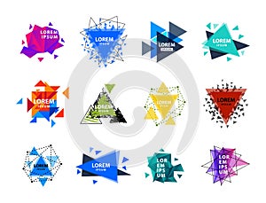 Sacred geometry triangle abstract logo figures elements mystic polygon creative triangulum vector illustration