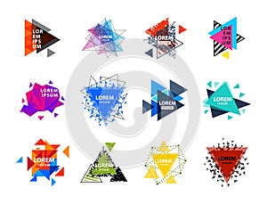 Sacred geometry triangle abstract logo figures elements mystic polygon creative triangulum vector illustration