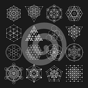 Sacred geometry vector design elements. Alchemy, religion, philosophy, spirituality, hipster symbols and elements.