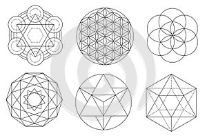Sacred geometry vector design elements. Vector set