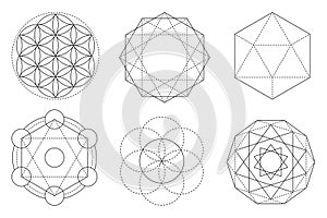 Sacred geometry vector design elements. Vector set