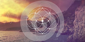 Sacred geometry web banner. Math, nature, and spirituality in nature. The formula of nature.