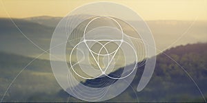 Sacred geometry web banner. Math, nature, and spirituality in nature. The formula of nature.