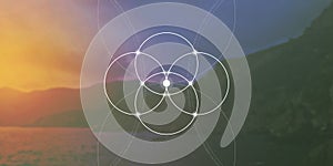 Sacred geometry web banner. Math, nature, and spirituality in nature. The formula of nature.