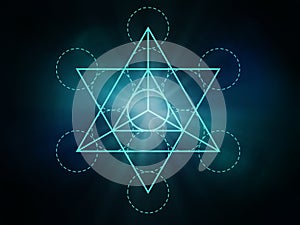 Sacred geometry web banner: Metatron`s Cube. Math, nature, and spirituality in nature photo