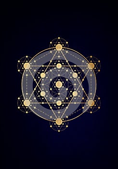 Sacred geometry web banner: Metatron\`s Cube. Math, nature, and spirituality in nature