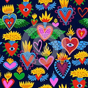 Sacred heart cartoon icon background pattern