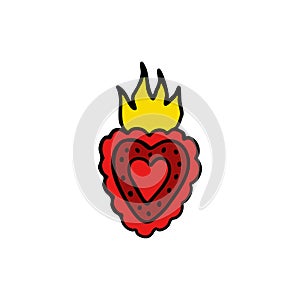 Sacred heart doodle icon, vector illustration