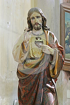 Sacred Heart of Jesus statue at the Church of the Visitation of the Blessed Virgin Mary in Gornji Draganec, Croatia