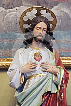 Sacred Heart of Jesus, statue on the Saint Roch altar in the church of Saint Mary Magdalene in Prilisce, Croatia
