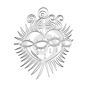 Sacred Heart Jesus Vector Illustration Drawing