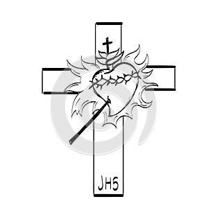 Sacred Heart Jesus Vector Illustration Drawing
