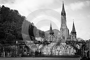 Sacred Illumination: Artistic Photography of the Holy Church in Lourdes Commune