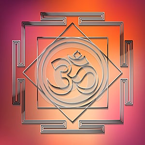 Sacred Indian Geometry Mystical Meditative Diagram Symbol Vector Aum or Om Yantra