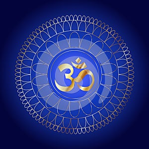 Sacred Indian Geometry Mystical Meditative Diagram Symbol Vector Aum or Om Yantra