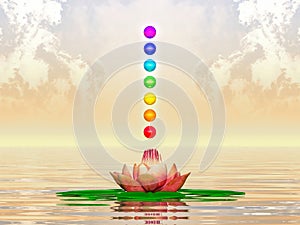 Sacred Lotus And Chakra Spheres