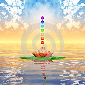 Sacred Lotus And Chakra Spheres