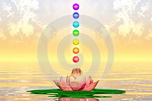 Sacred Lotus And Chakra Spheres