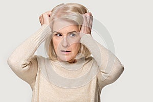 Sacred mature woman feel terrified freaking out