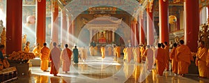 Sacred rites: spiritual ceremonies in temples and monasteries, filled with reverence and enlightenment of the faithful