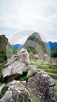 Sacred Rock an important piece of Inca culture of Machu Picchu Peru