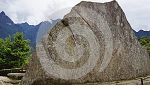 Sacred Rock piece of Inca culture located Machu Picchu cusco