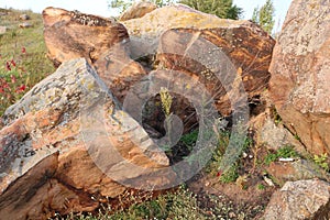 Sacred stones in the area of the village of Krasnogorye in Russia