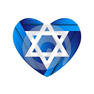 Sacred symbol star of david in heart. Shield of david. Magen illustration, icon