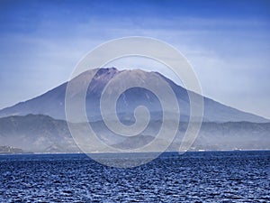 Sacred volcano Agung, occasionally heavy smoke, Bali, Indonesia