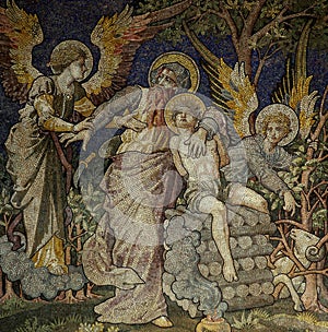 Sacrifice of Isaac by Abraham (mosaic) photo