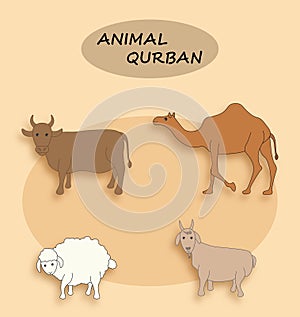 Sacrificial Animals for Eid al-Adha brown background.