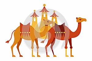 Sacrificial Camel animals for Eid-ul-Azha vector illustration on white background photo