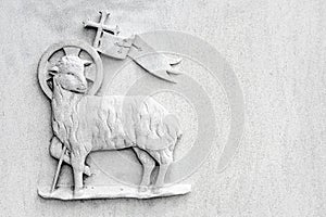 Sacrificial Lamb Religious Symbol on White Background photo