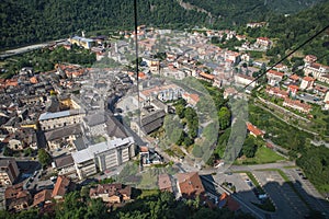 Sacro Monte di Varallo holy mountain in Piedmont Italy - view from the cableway - Unesco world heritage