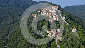 Sacro monte di Varese, Lombardy, Italy. Aerial view photo