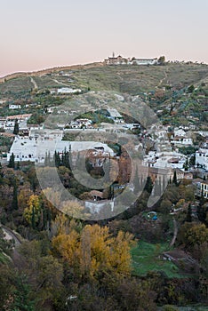 Sacromonte from Avellano Road in Granada, Spain