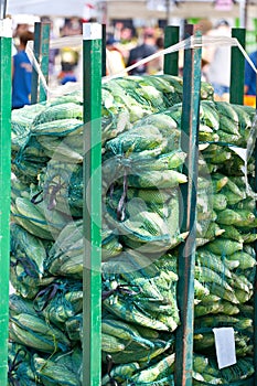 Sacs of corn ready for sale at the market