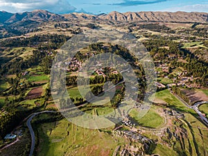 Sacsayhuaman archeological site from the air photo