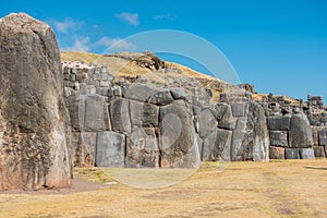 Sacsayhuaman ruins in the peruvian Andes at Cuzco Peru