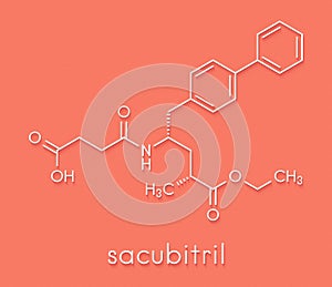 Sacubitril hypertension drug molecule. Skeletal formula.