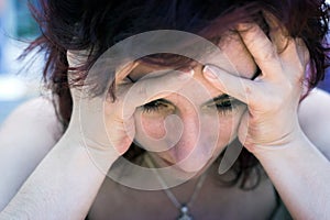 Sad abused woman photo