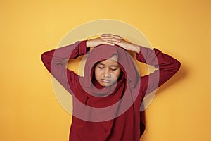 Sad Asian Teenage Muslim Girl Looking Down