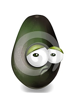 Sad avocado, a disappointed cartoon character