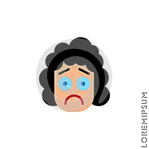 Sad Bad Mood Feel Sorry Regret Emoticon girl, woman Icon Vector Illustration. Style. color on white
