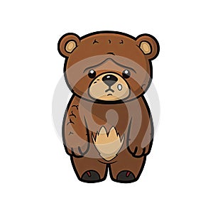 Sad Bear Face Sticker On Isolated Tansparent Background, Png, Logo. Generative AI