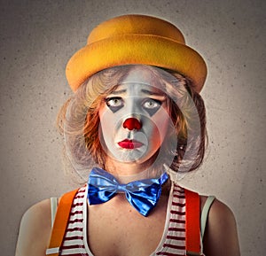 Sad beautiful clown