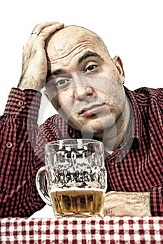 Sad beer drinker