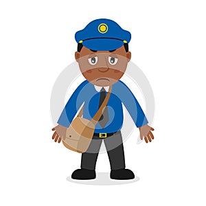 Sad Black Mailman Cartoon Character